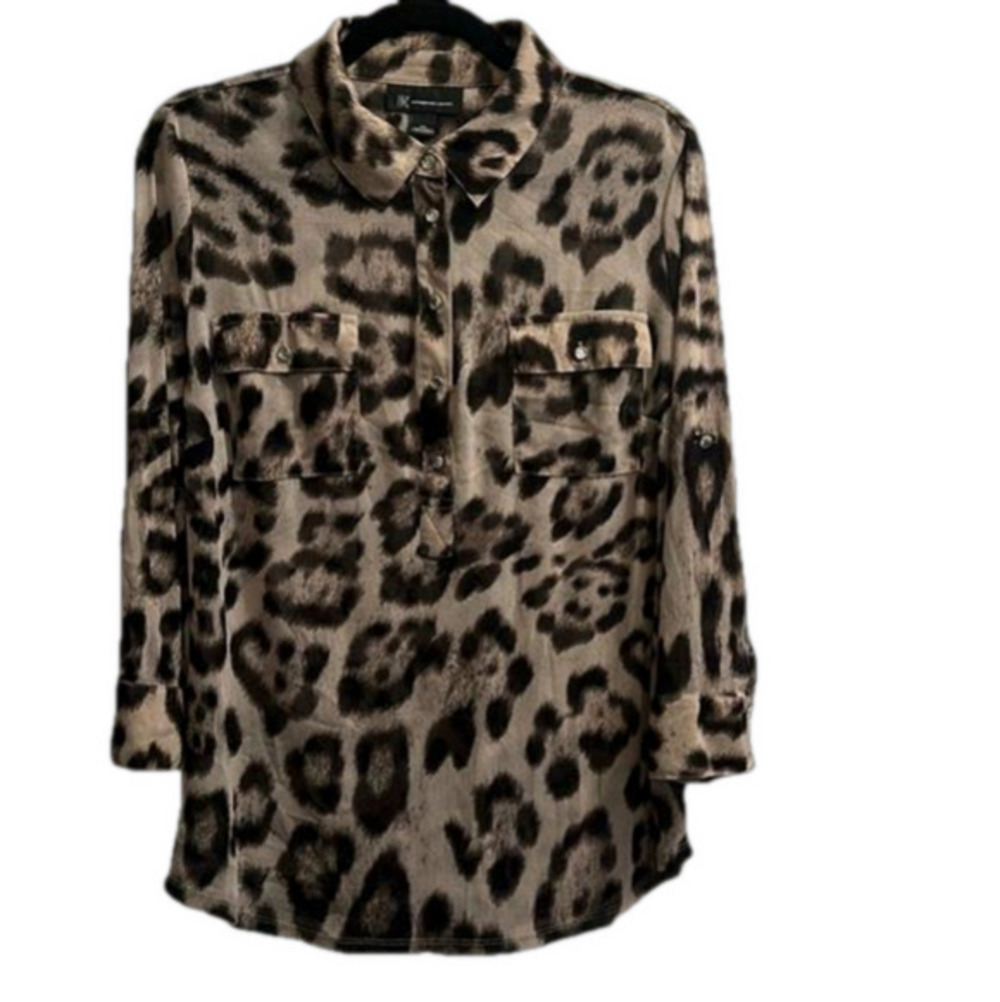INC sheer animal print blouse